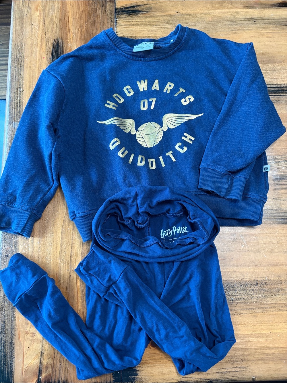 Bums & Roses Harry Potter Kids' Blue Hogwarts Quidditch Sweatshirt and Leggings